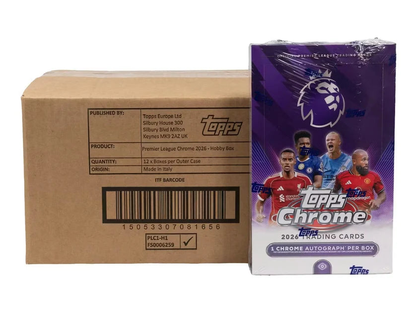 2026 Topps Chrome Premier League EPL Soccer Hobby Case (12 Boxes)