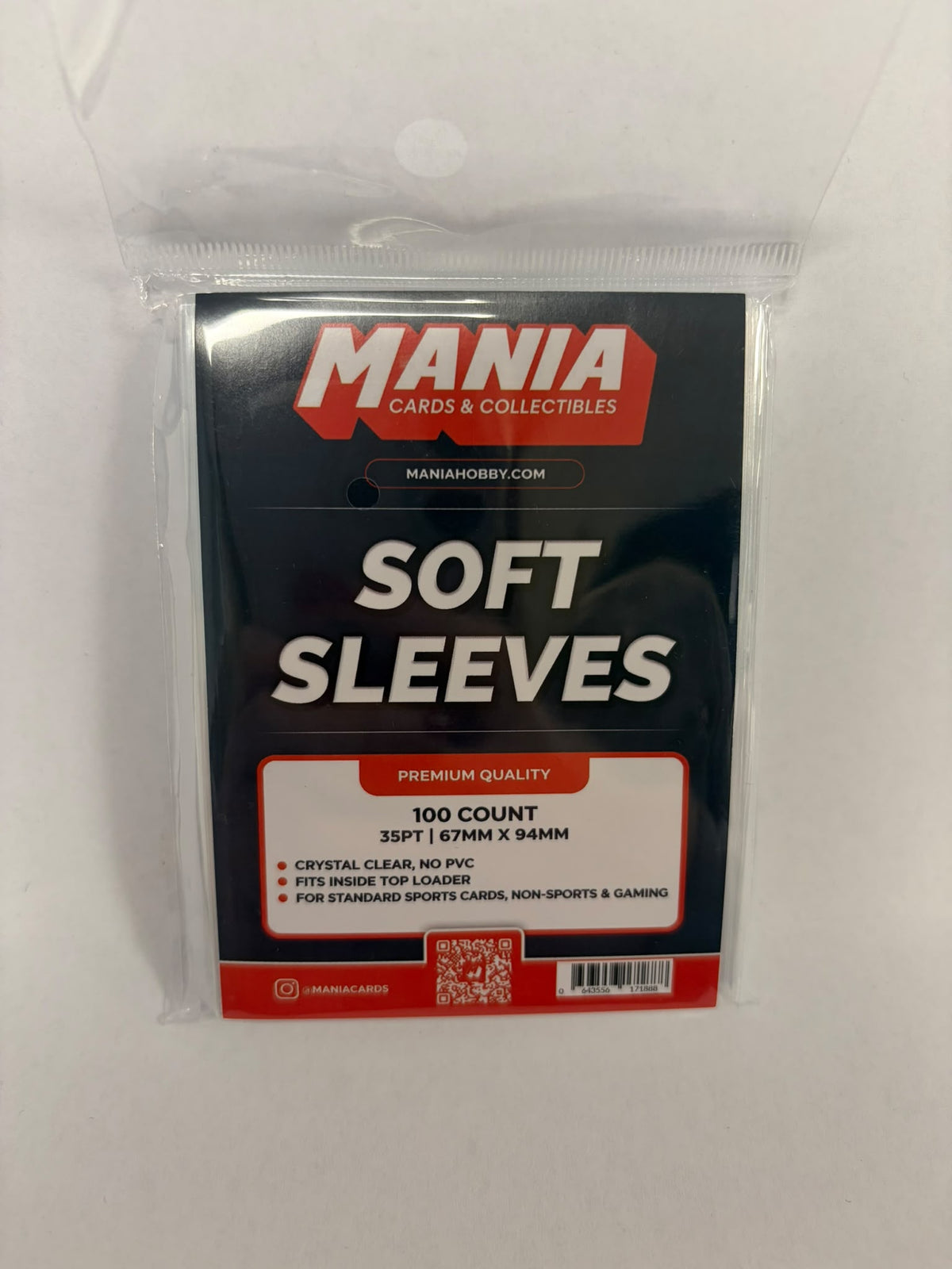 Mania 35pt Clear Premium Soft Card Sleeves (100 Pack)