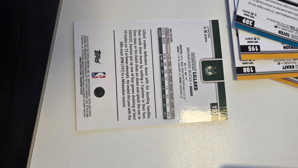 2025 Topps Chrome Damian Lillard #153