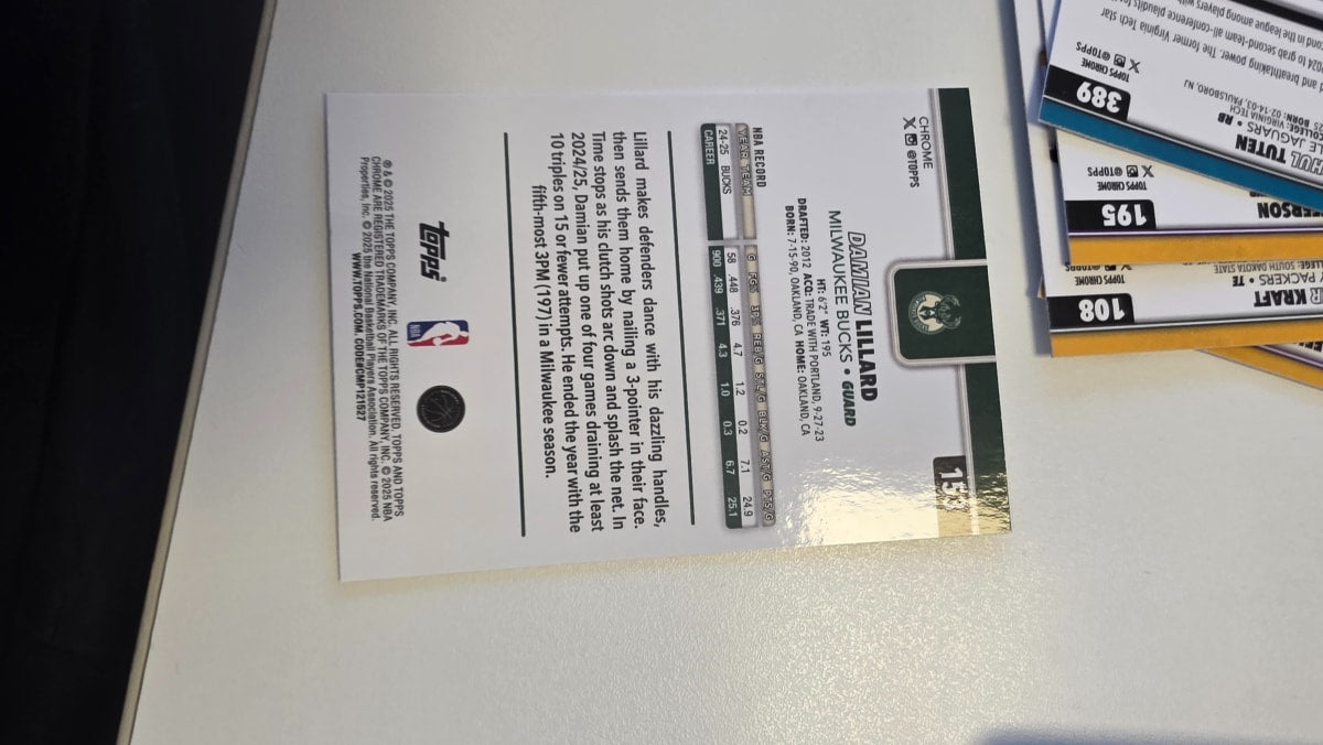 2025 Topps Chrome Damian Lillard #153