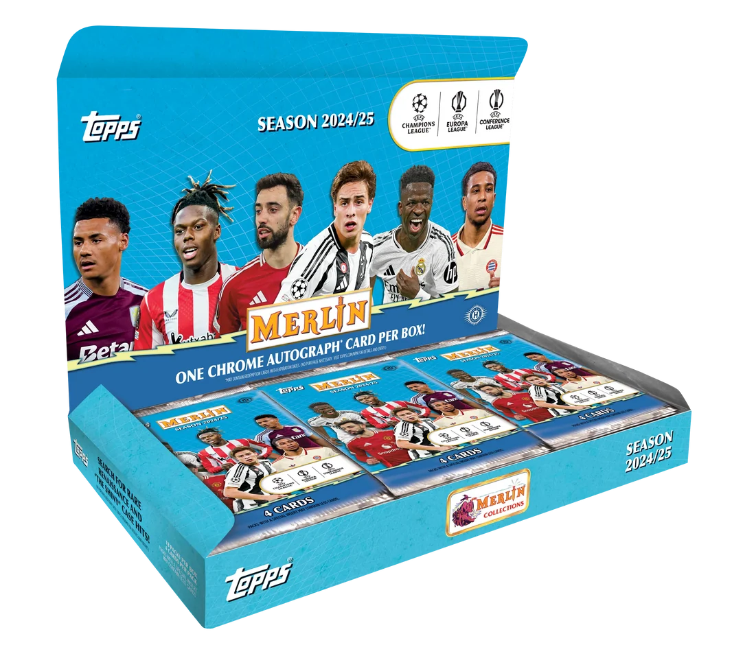 2024/25 Topps Chrome Merlin UEFA Club Competitions Soccer Hobby Case (12 Boxes)