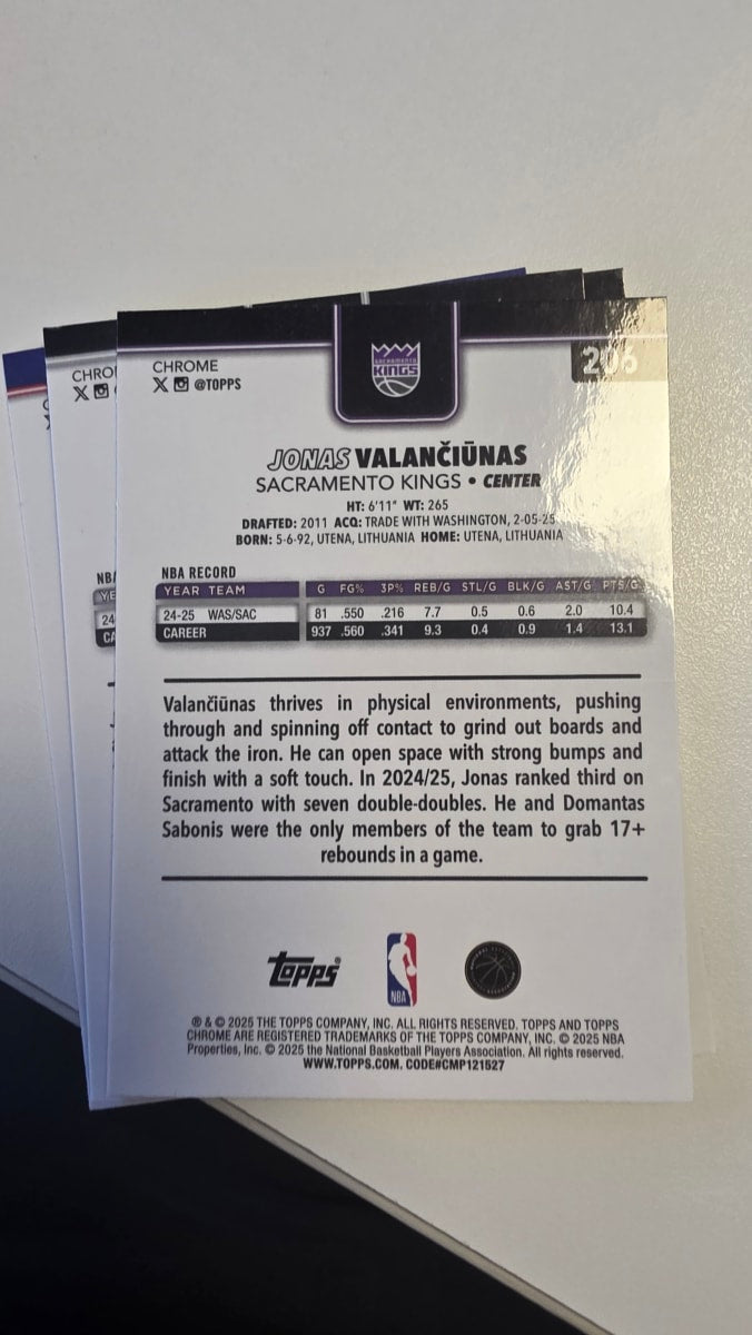 2025 Topps Chrome Jonas Valanciunas #206